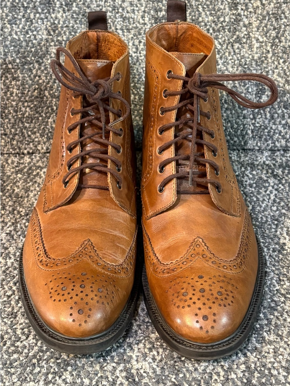 Stafford Tan Brown Leather Wingtip Boots